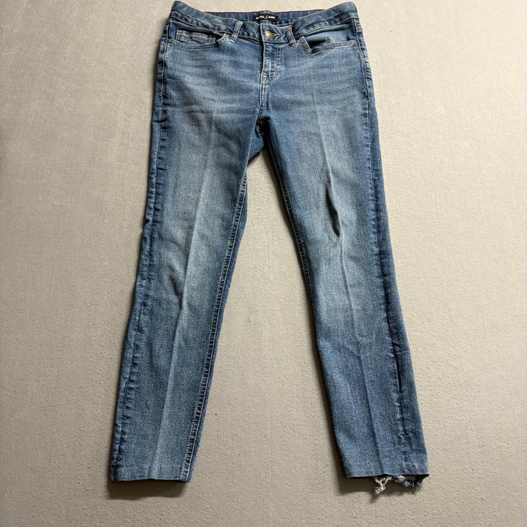 Nautica Jeans Womens Size 4 Blue Denim Stretch Raw Hem Ankle Skinny Jeans
