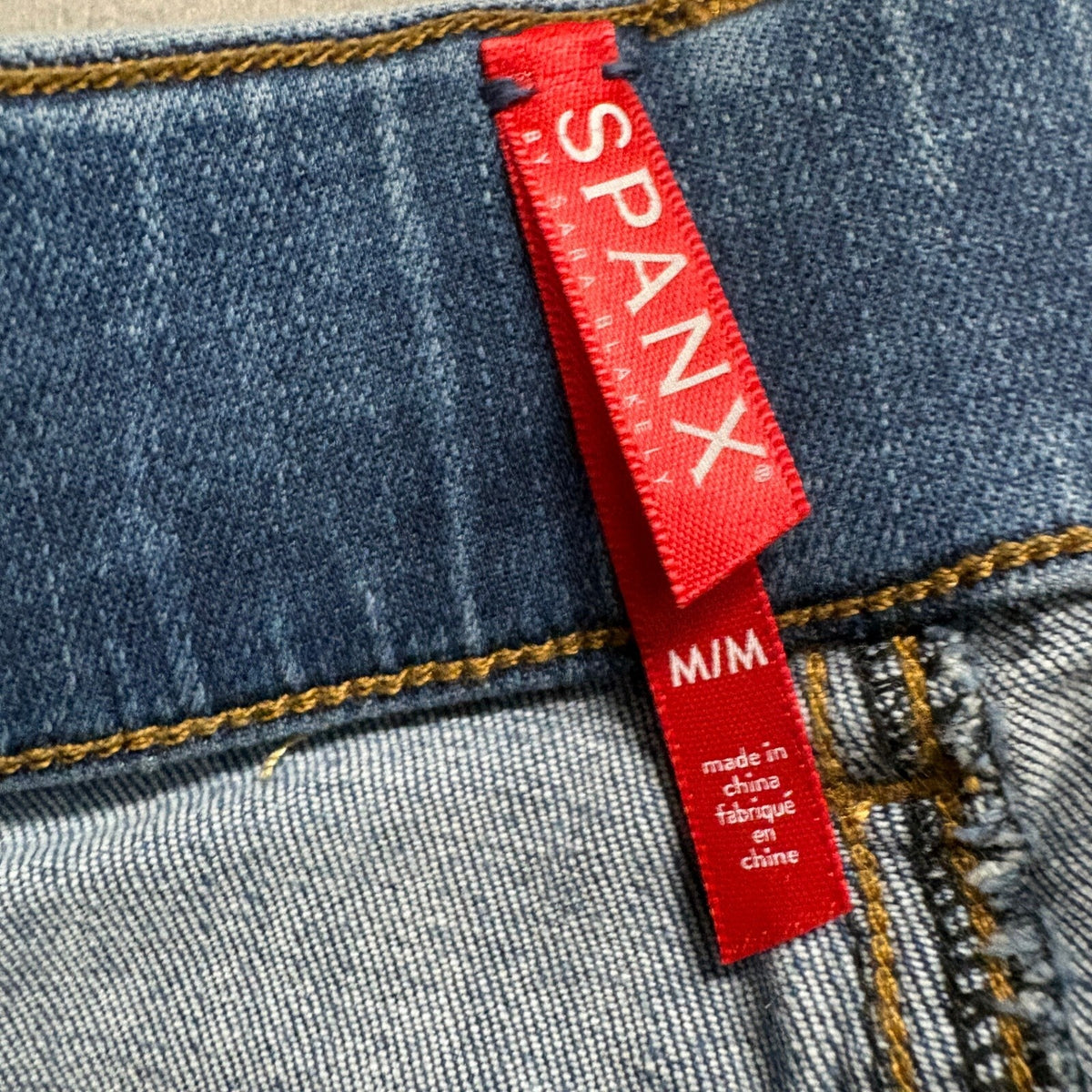 Spanx Womens Ankle Skinny Jeans Medium Light Wash Pull On Denim Leggings