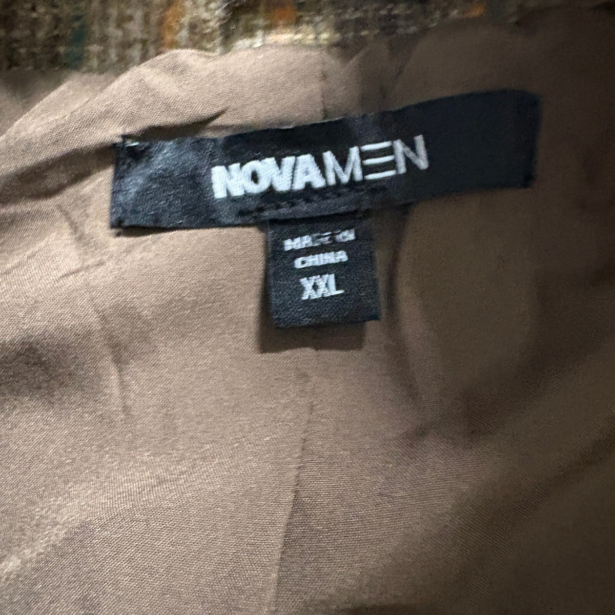 NovaMen Plaid Zip Up Shirt Jacket Mens XXL Brown Raw Hem Shacket