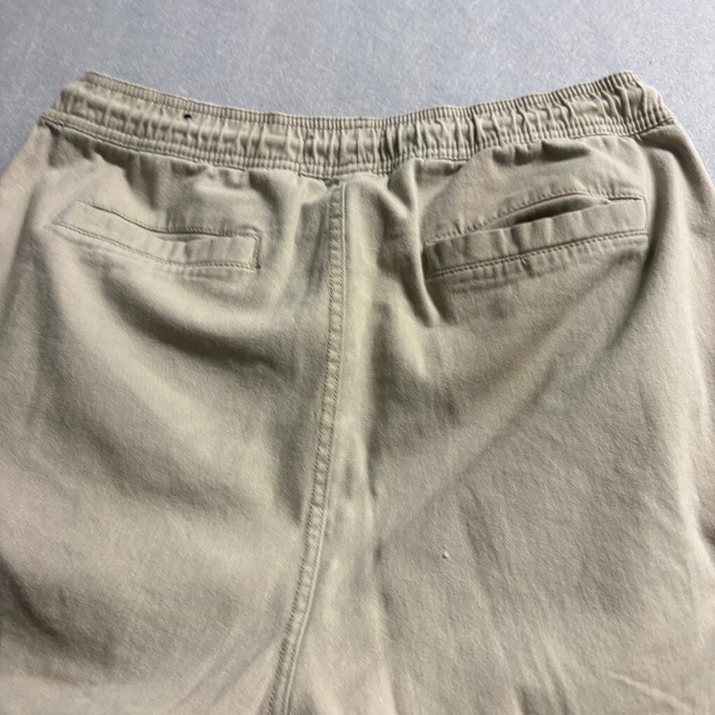 WXYZ Mfg Co Mens Large Cargo Jogger Pants Khaki Beige Cotton Stretch Drawstring
