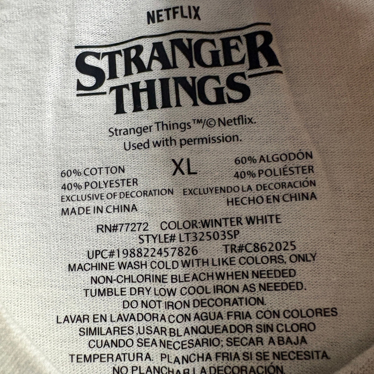 Stranger Things T-Shirt Mens XL Cream White Graphic Tee Netflix 1983 Kids Bikes