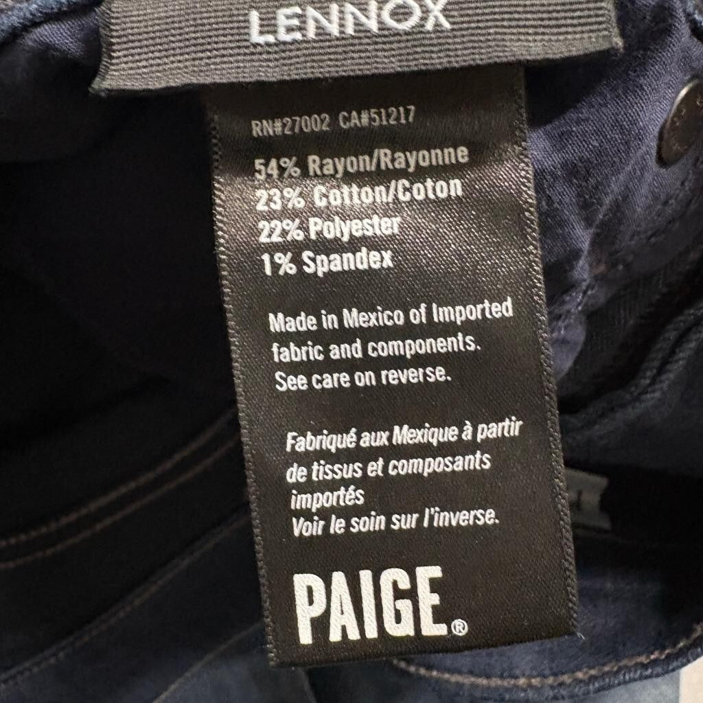 Paige Lennox Slim Fit Jeans Mens 32 Blue Stretch Denim Rayon Blend