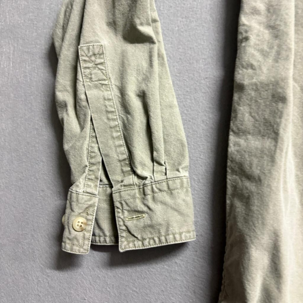 LL Bean Shirt Mens Large Green Cotton Twill Long Sleeve Button Down Workwear