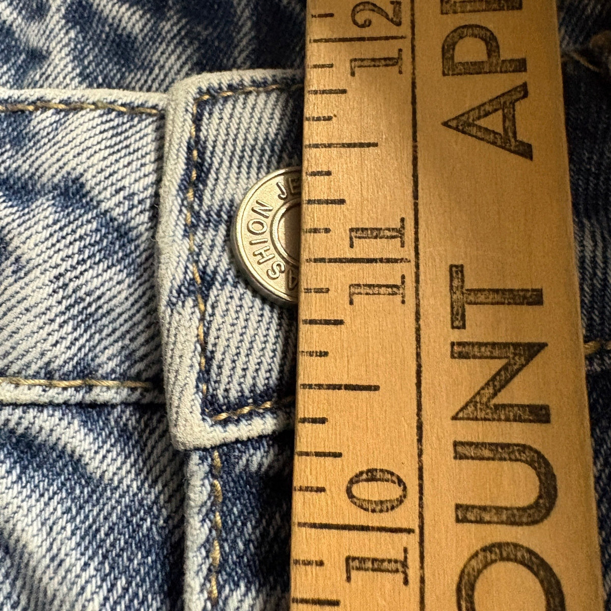 SHEIN Women High Rise Seam Front Straight Leg Jeans Acid Wash Blue Size S 27x28