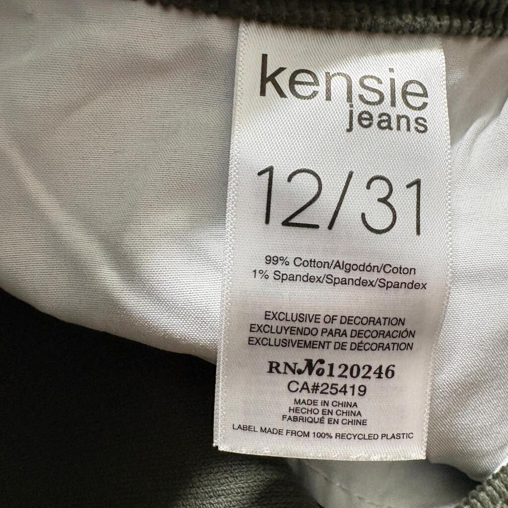 Kensie Jeans Womens The Tessa High Rise Bootcut Corduroy Pants Olive Green 12/31