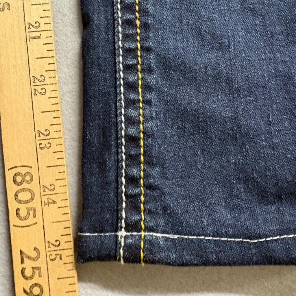 Platini Boot Cut Jeans Mens Size 11 Blue Distressed Thick Stitch Embroidered
