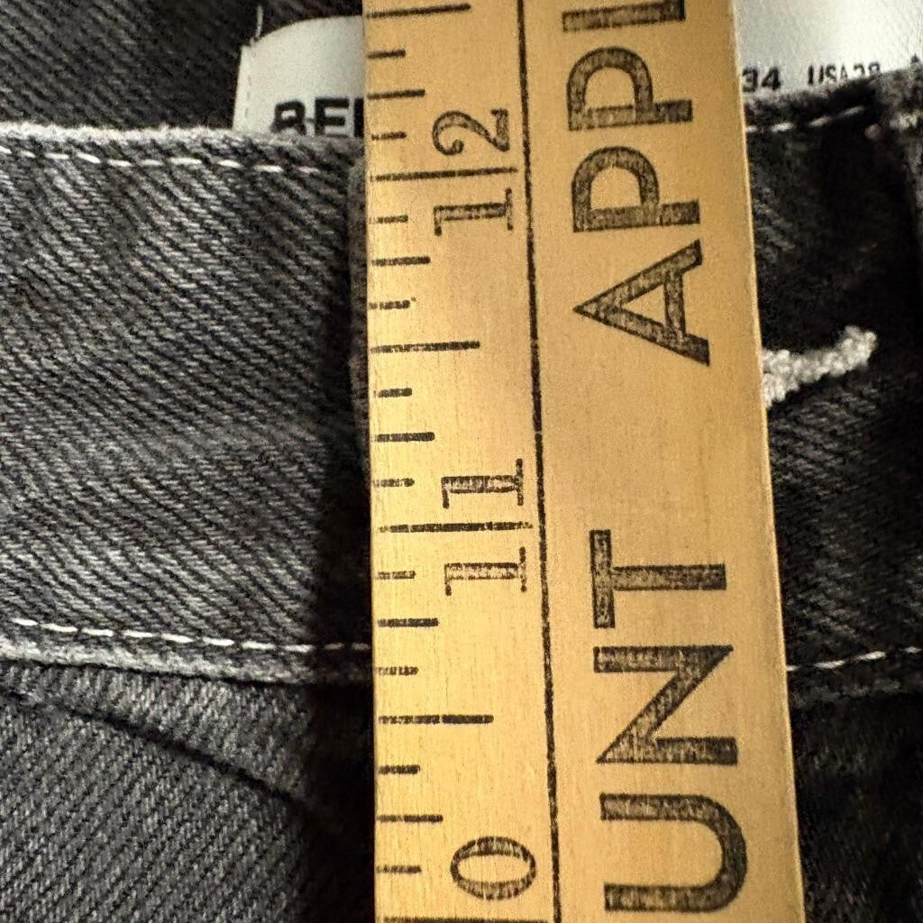 Bershka Wide Leg Jeans Womens Size 28 Gray Black Acid Wash Denim High Rise