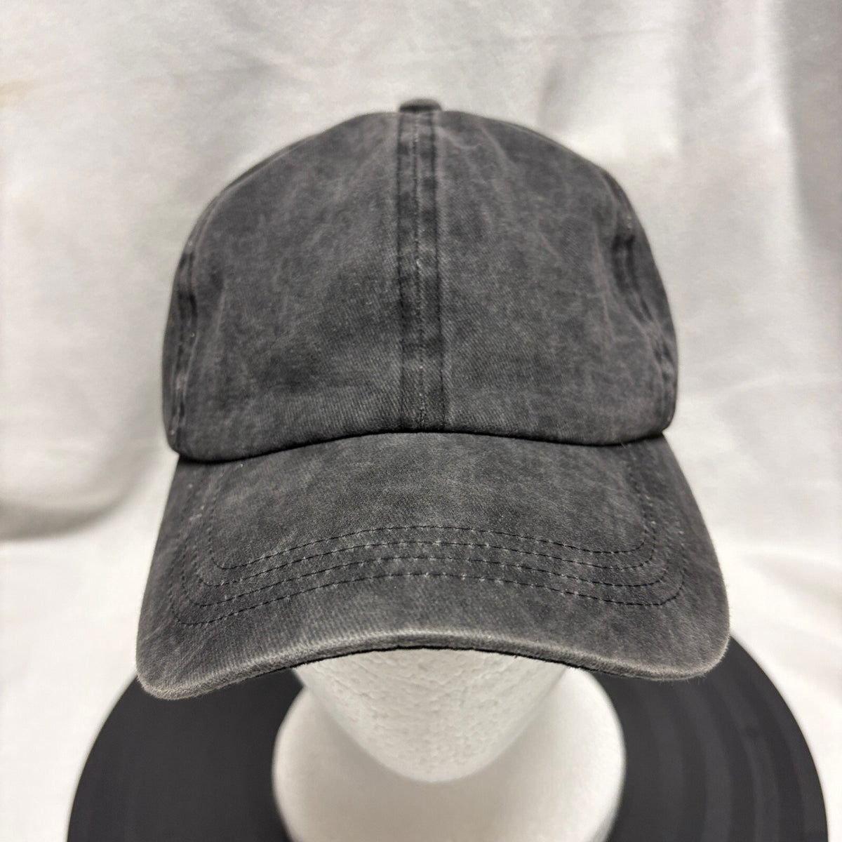 Washed Cotton Vintage Style Acid Wash Grey Black Blank Dad Hat Baseball Cap OSFA - Photo 2
