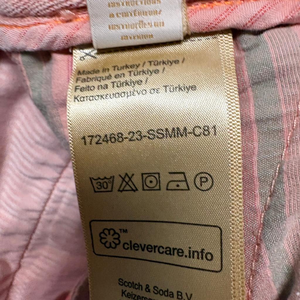 Scotch and Soda Amsterdam Fave Shorts Mens 32 Pink Cotton Linen Blend Chino