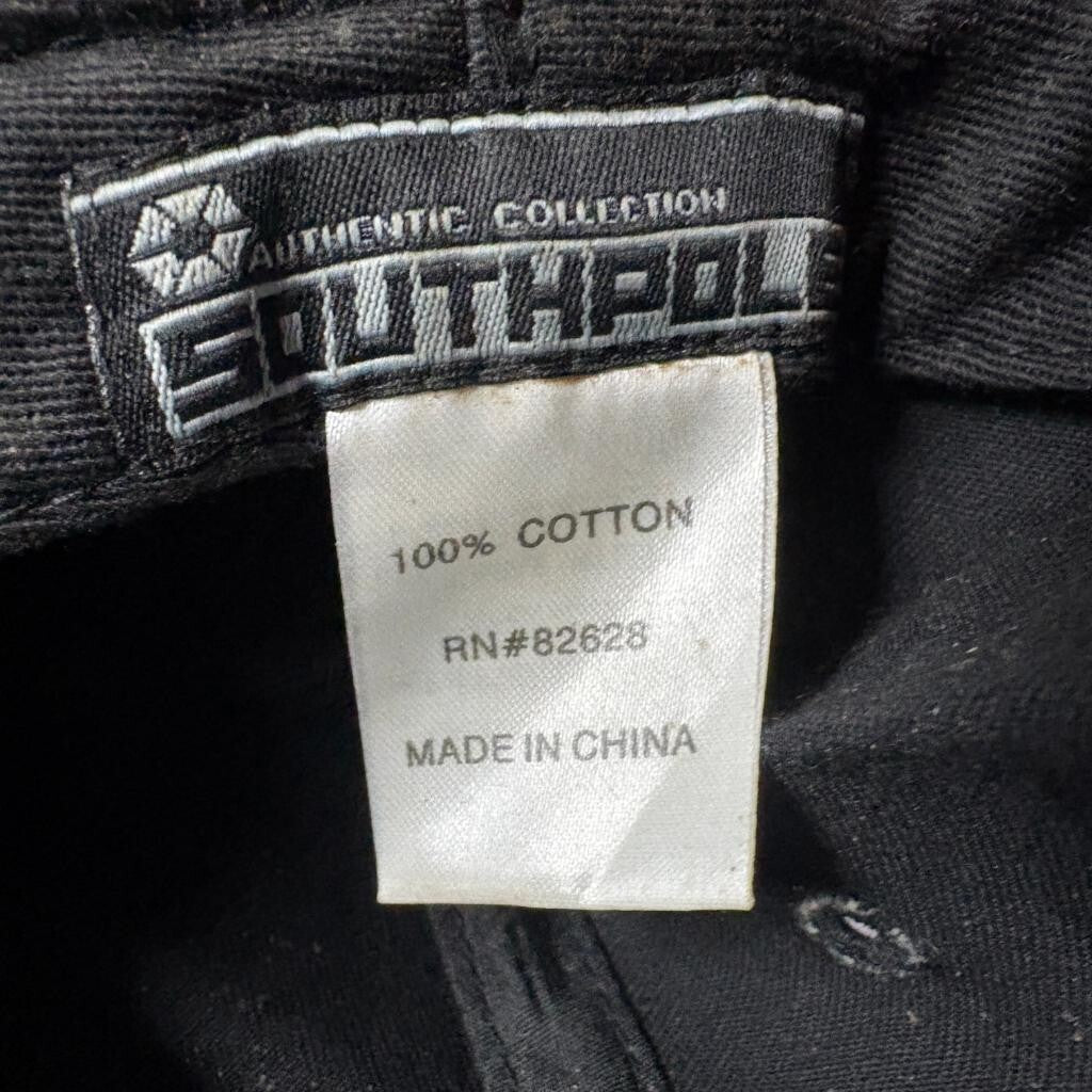 Southpole Vintage Black Cotton Baseball Cap Mens One Size Embroidered Logo Hat