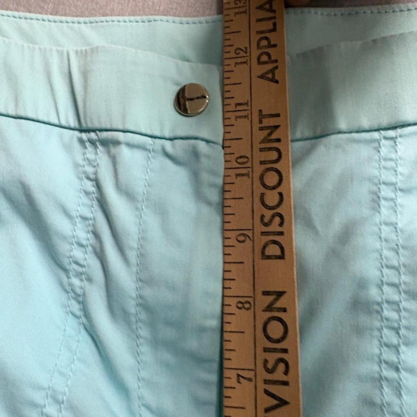 Chico's Crop Utility Cargo Pants Womens Size 1 Aqua Blue Stretch Cotton Blend