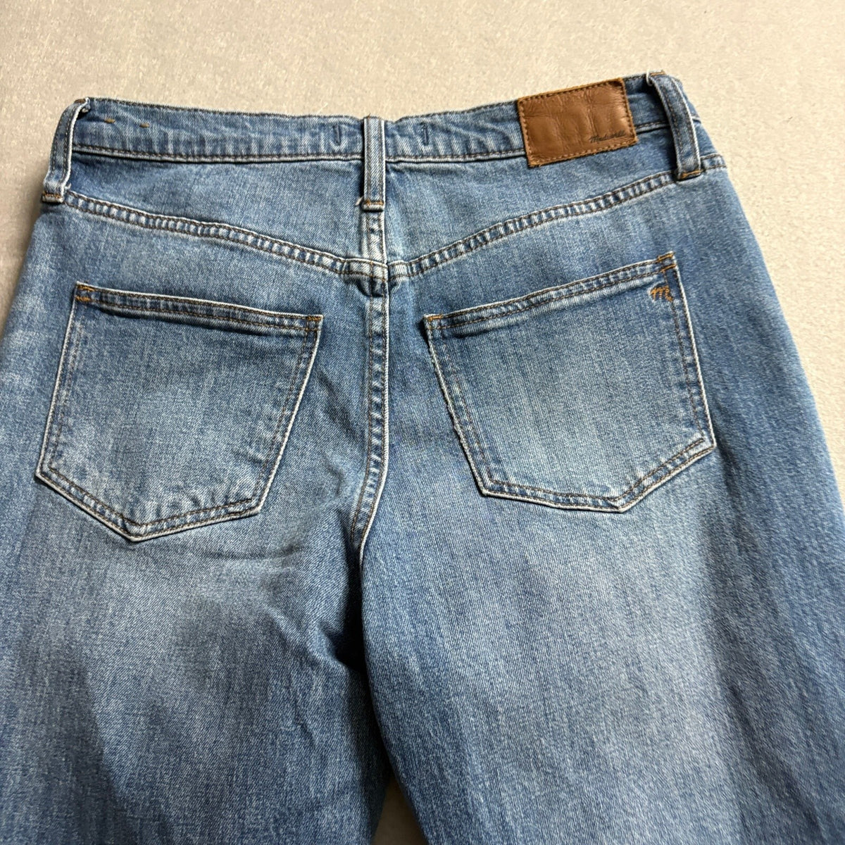 Madewell The High-Rise Slim Boyjean Jeans Womens 27 Blue Distressed Raw Hem