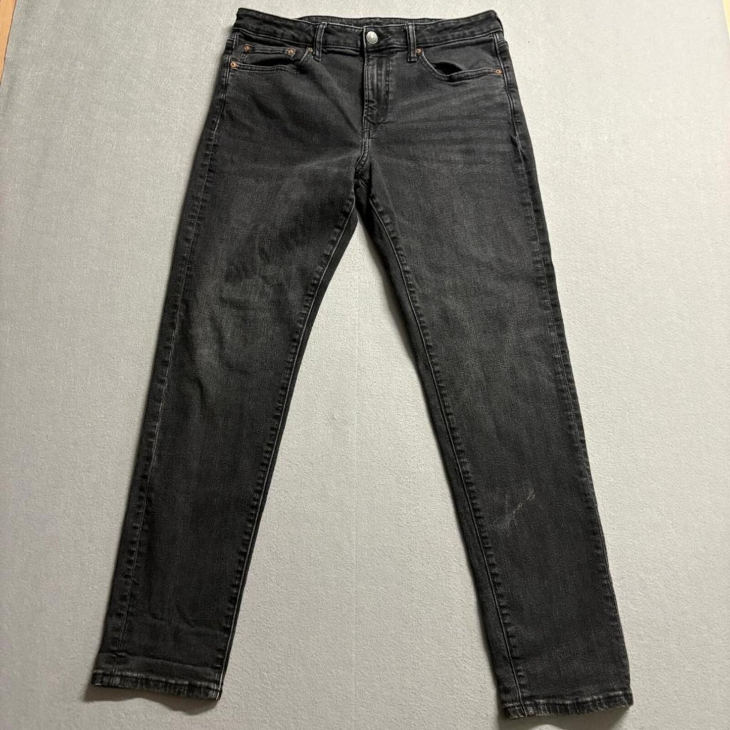American Eagle Jeans Mens 32x32 Black Slim Straight Stretch Denim Pants 33x30
