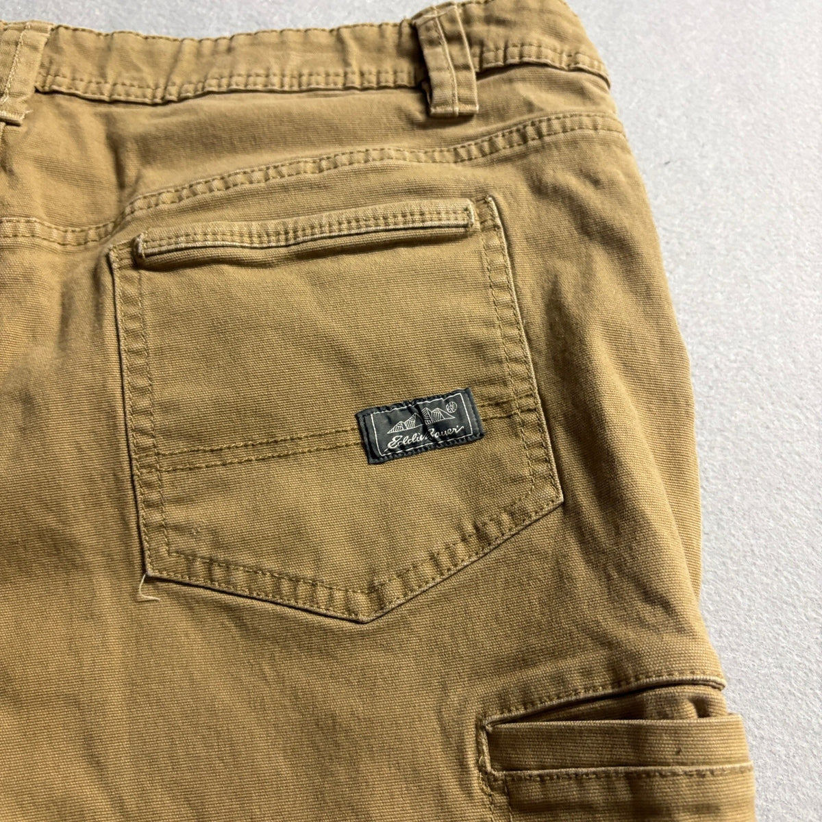 Eddie Bauer Mens 40x34 Relaxed Fit Canvas Painter Pants Brown Stretch Utility