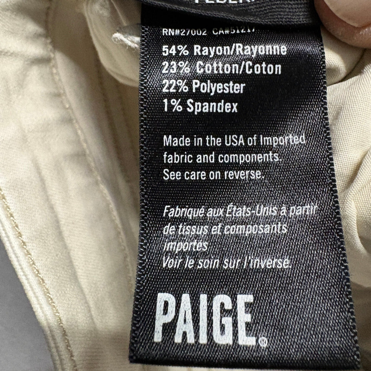 Paige Federal Slim Straight Jeans Mens 33 Beige Tan Stretch Denim Made in USA