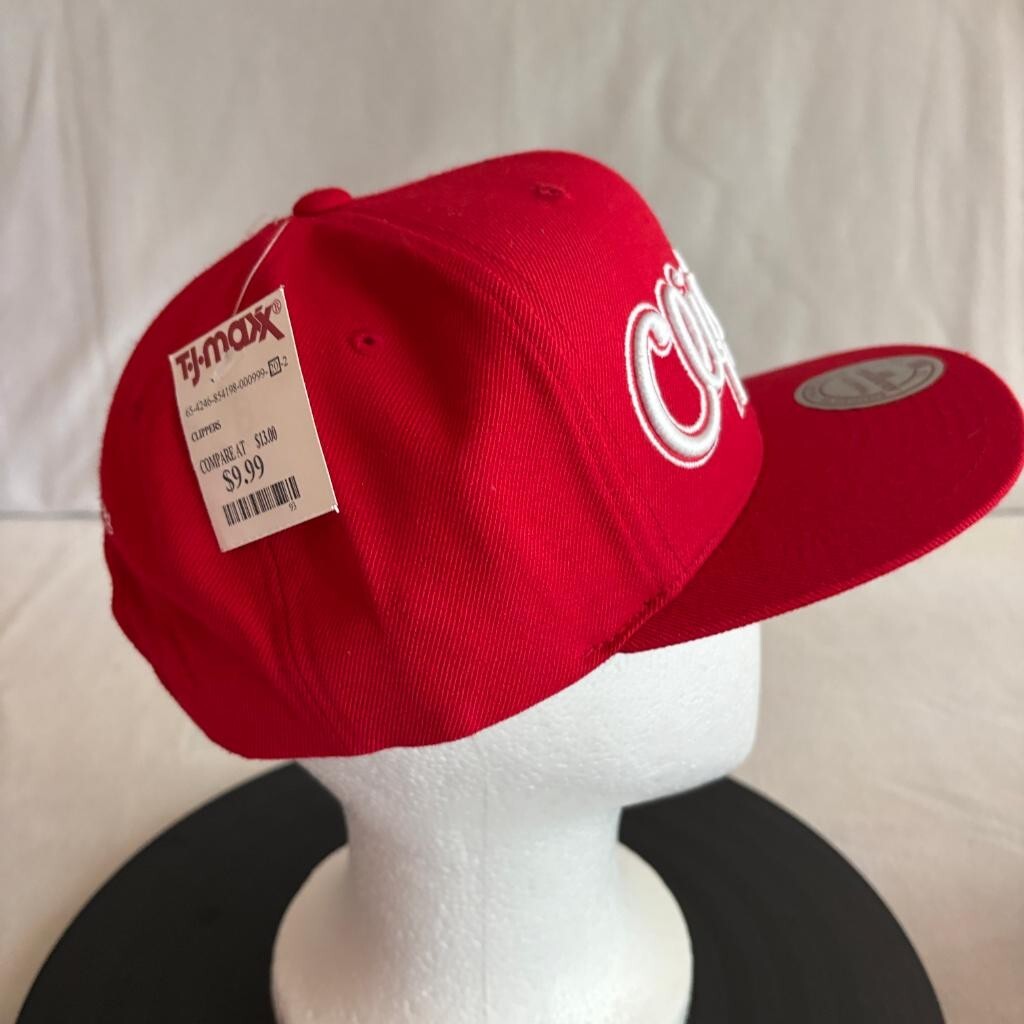 LA Clippers Mitchell & Ness Snapback Hat Red Script Logo NBA Basketball Cap OSFA
