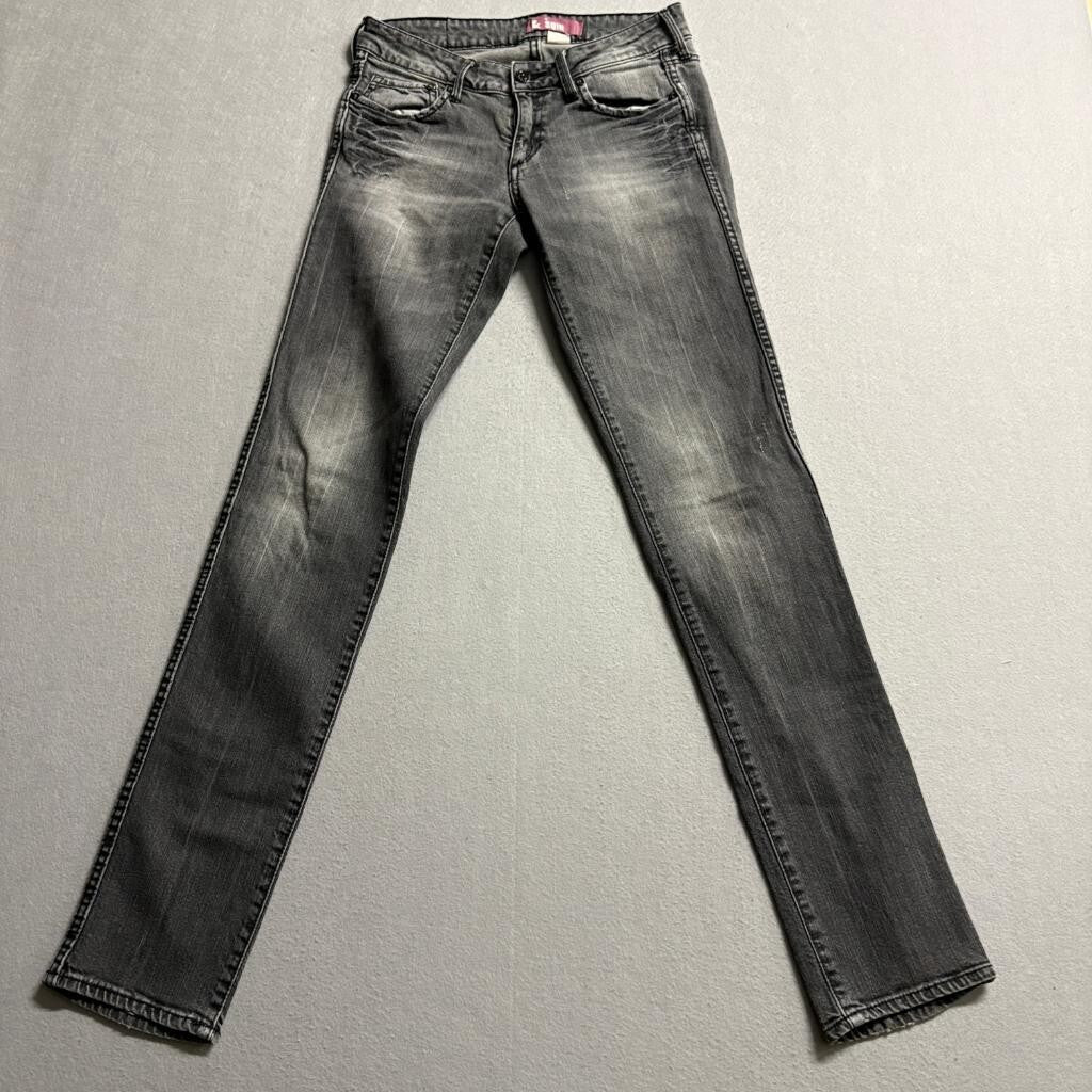 K Sqin Women Skinny Jeans Size 25 Gray Acid Wash Stretch Denim Low Rise