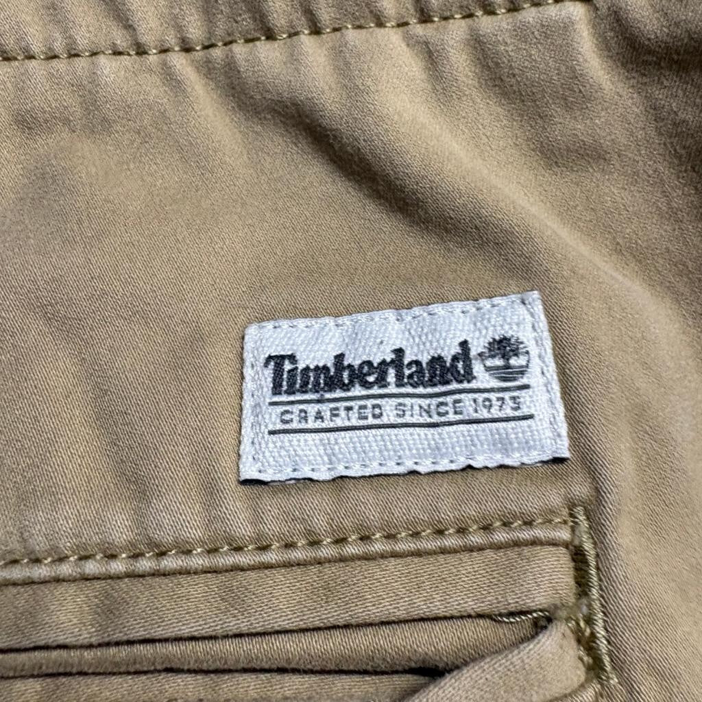 Timberland Chino Pants Mens 38x32 Brown Cotton Stretch Slim Tapered Cargo Pocket