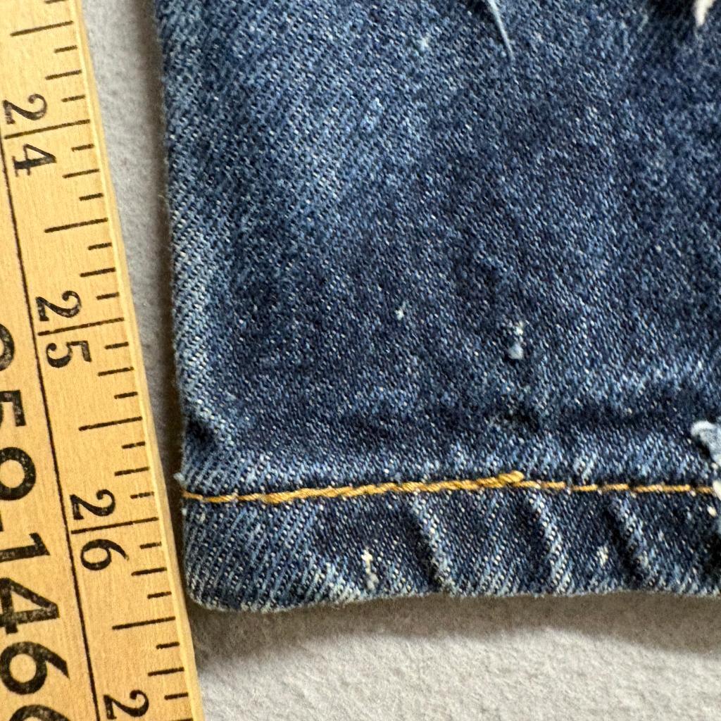 Levis 505 Regular Fit Distressed Jeans Mens 36x29 Blue Denim Heavy Destroyed