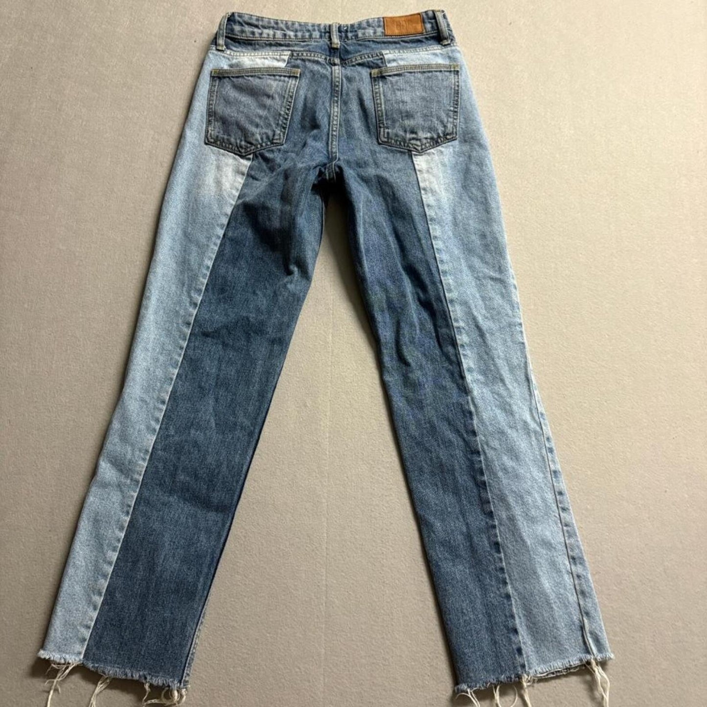 BDG Urban Outfitters Jessye Two Tone Colorblock Straight Jeans Womens 28x28 Raw