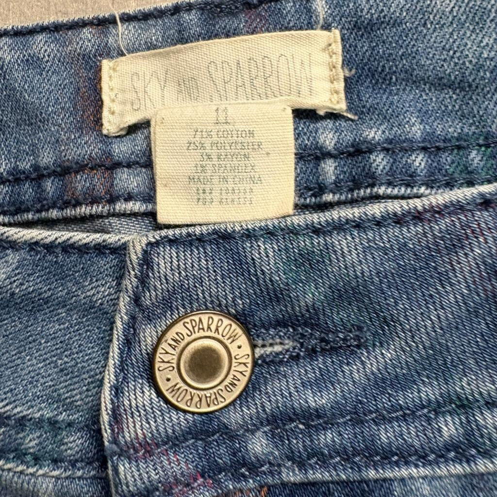 Sky and Sparrow Striped Jeans Womens Size 11 Blue Denim High Rise Ankle Crop