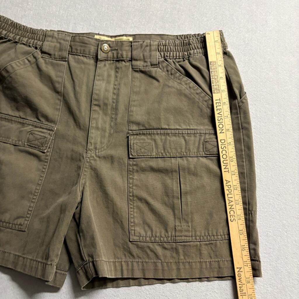 Cabelas Outdoors Mens 36 Cargo Shorts Brown Cotton Elastic Waist Hiking Utility