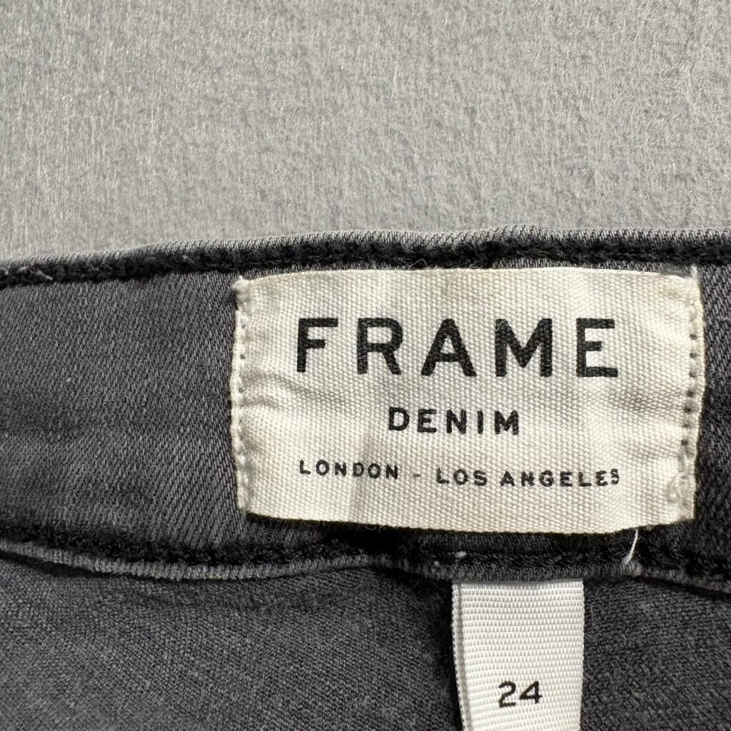 Frame Le Skinny de Jeanne Crop Jeans Womens 24 Gray Stretch Denim Turkish Cotton