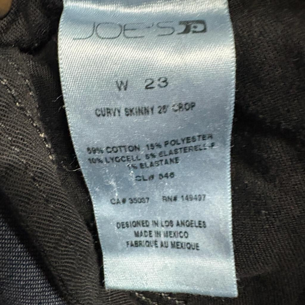 Joe's Jeans Curvy Skinny 26 Crop Womens Size 23 Dark Wash Denim Stretch
