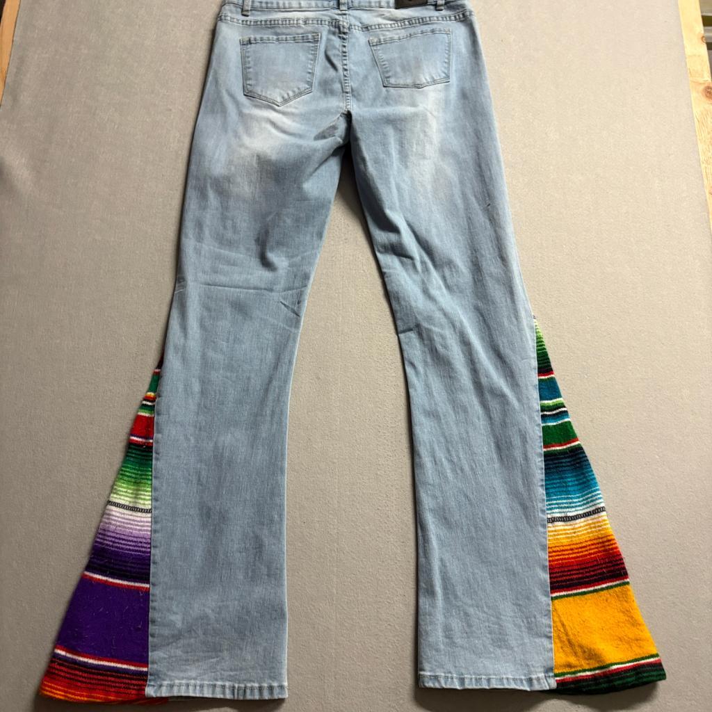 Lucky and Blessed L&B Serape Flare Jeans Womens 14 Light Wash Denim Bell Bottoms