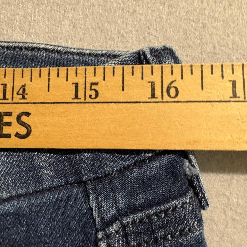Jen7 by 7 For All Mankind Cropped Kick Flare Jeans Womens Size 12 Blue Stretch