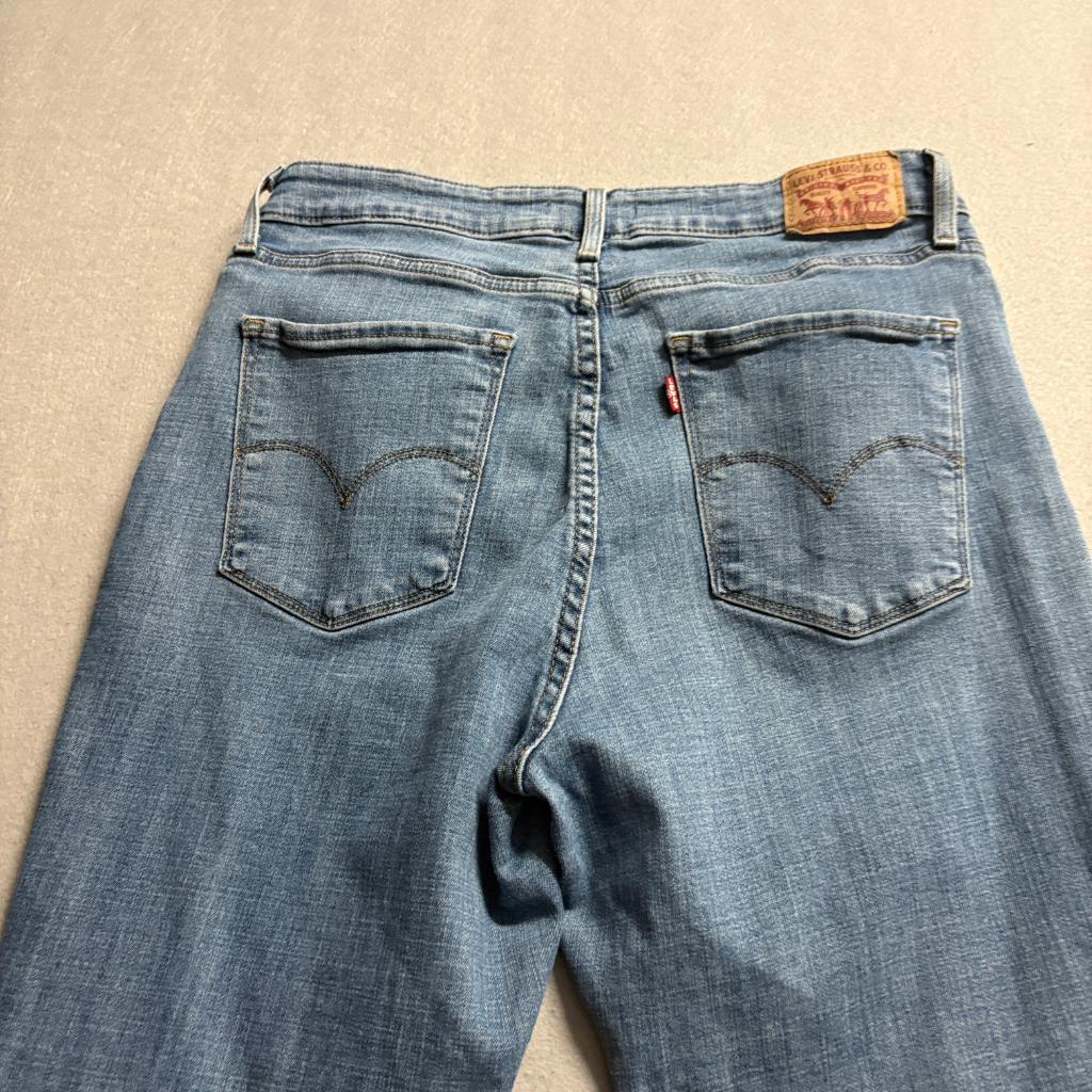 Levis 721 High Rise Skinny Jeans Womens 32 Blue Distressed Ripped Denim