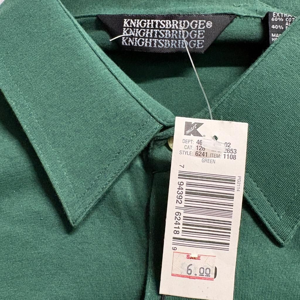 Knightsbridge Polo Shirt Mens XL Green Short Sleeve Pocket Vintage Kmart NWT