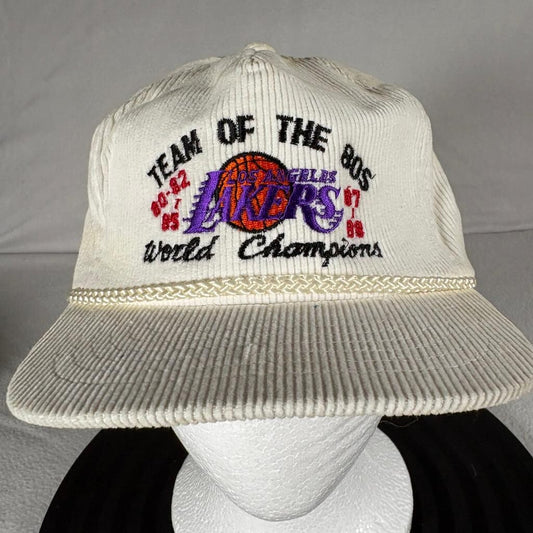 Vintage Los Angeles Lakers Corduroy Hat AmaPro Team of the 80s World Champions