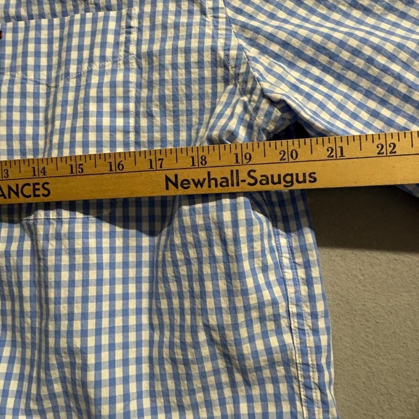 Tommy Hilfiger Shirt Mens Large Blue White Gingham Plaid Classic Fit Cotton