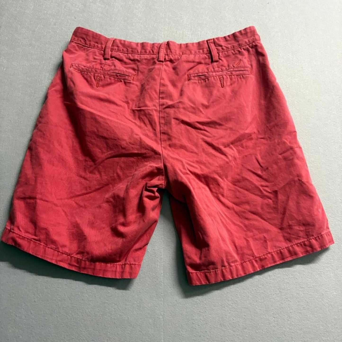 Nautica Chino Shorts Mens 36W Red 100% Cotton Twill Flat Front Casual