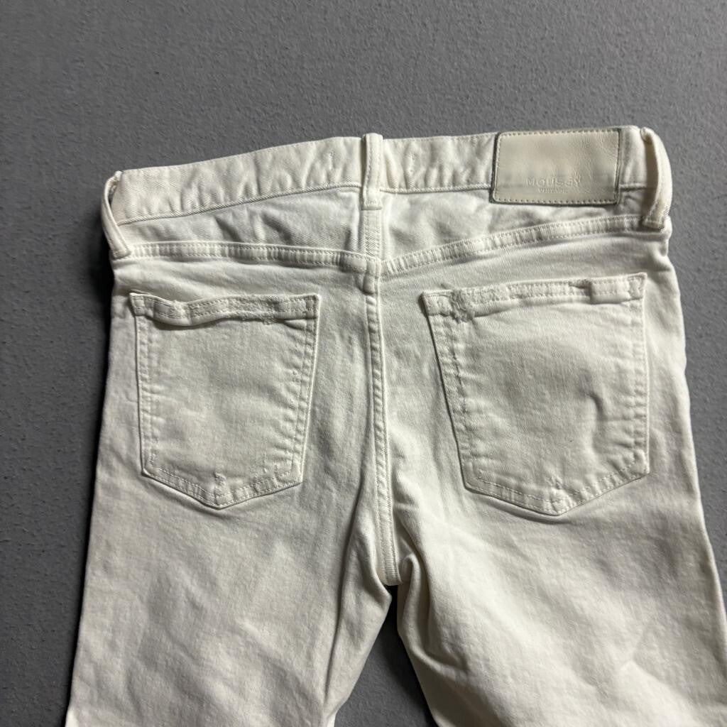 Moussy Vintage Skinny Jeans Womens 27 Off White Distressed Frayed Hem Stretch