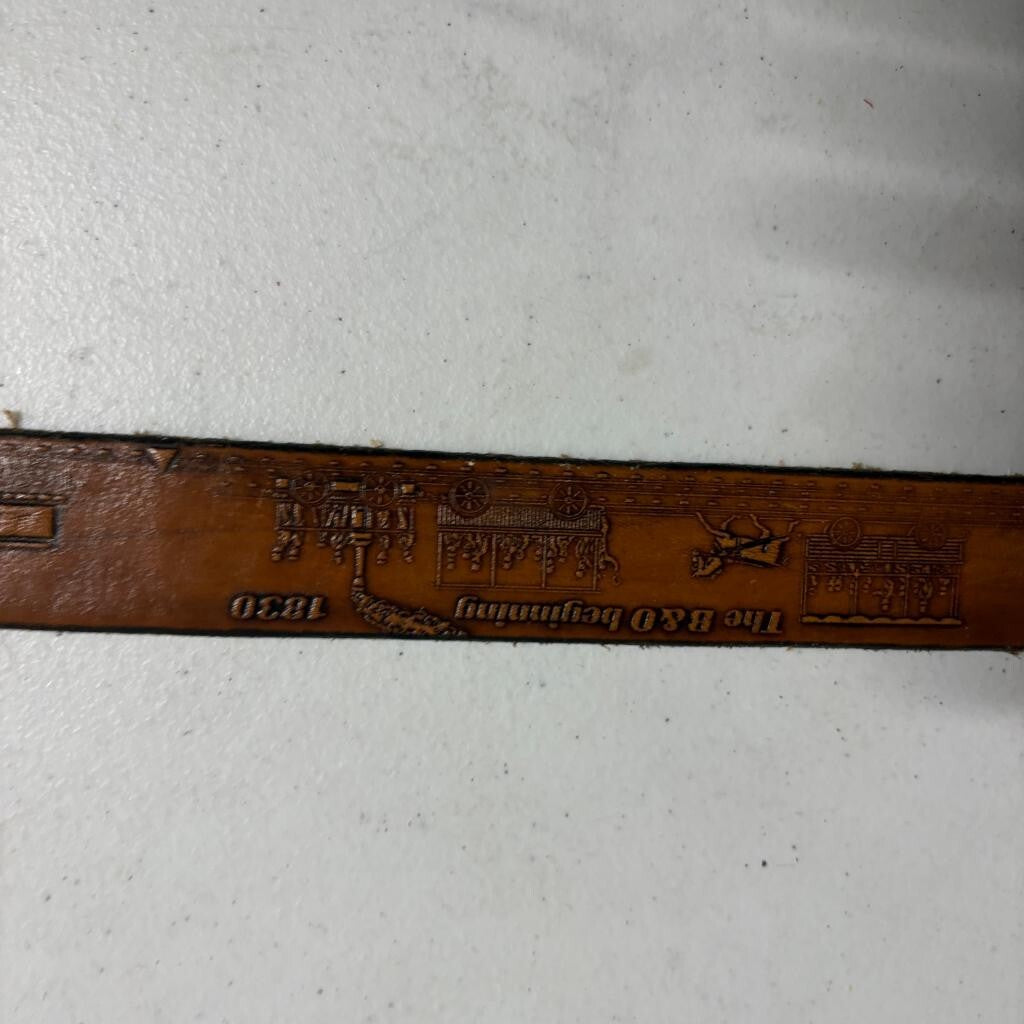 Vintage 1987 Pennsylvania Railroad Broadway Limited Belt Buckle with Leather