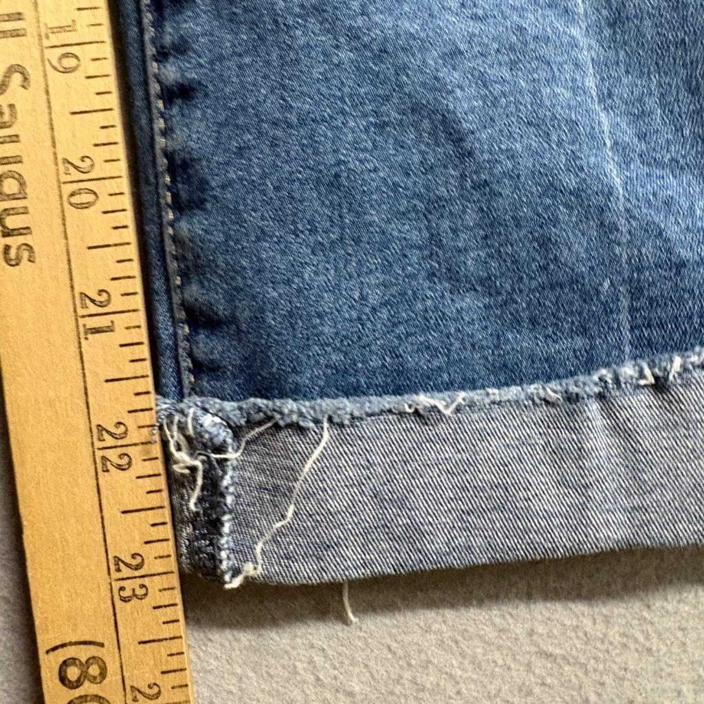 Cotton On 91 Mid Slim Straight Jeans Womens Size 6 Distressed Raw Hem Blue Denim