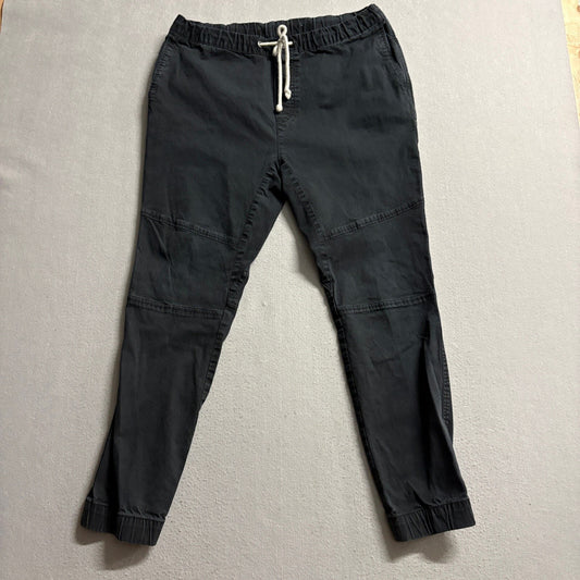 H&M Divided Mens Jogger Pants Size 34 Black Cotton Blend Drawstring Elastic