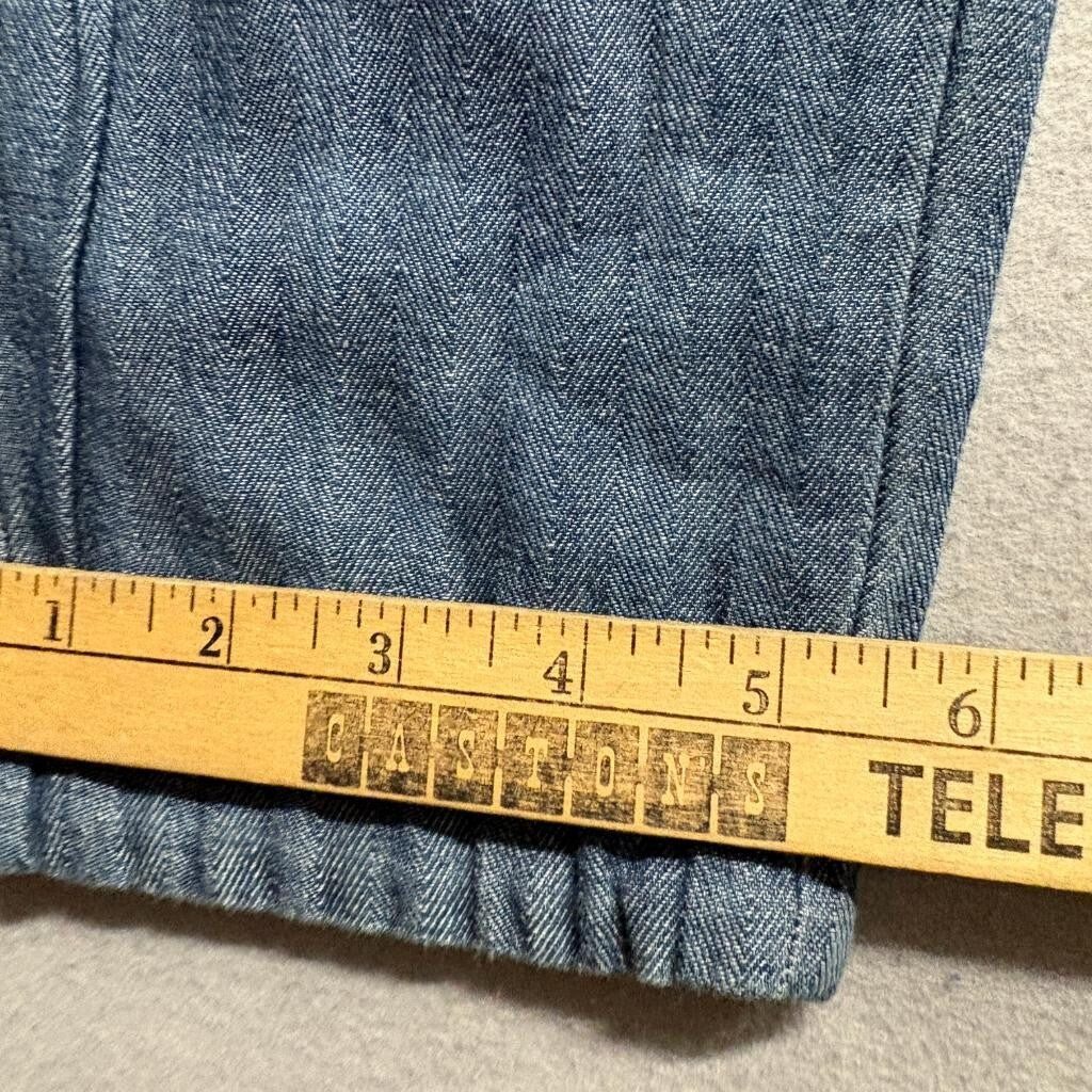 Active USA Womens Blue Denim Joggers Size S Elastic Drawstring Waist 100% Cotton