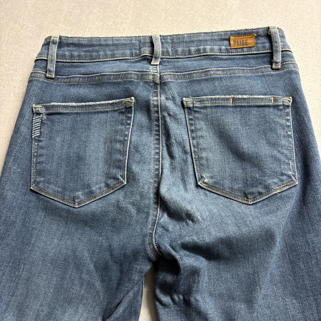 Paige Hoxton Ankle Skinny Jeans Womens Size 27 Blue Denim Raw Hem Stretch