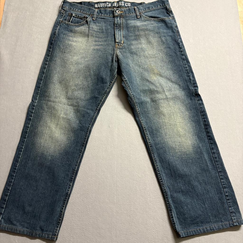 Nautica Jeans Co Mens 40x32 Blue Denim Straight Leg Jeans 100% Cotton