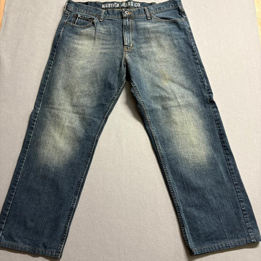 Nautica Jeans Co Mens 40x32 Blue Denim Straight Leg Jeans 100% Cotton