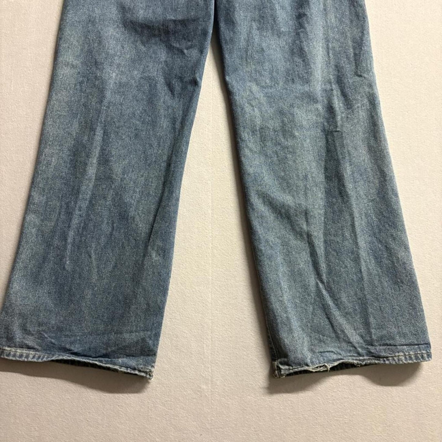Fashion Jeans Womens Medium Wide Leg Denim Blue High Rise Cotton Blend