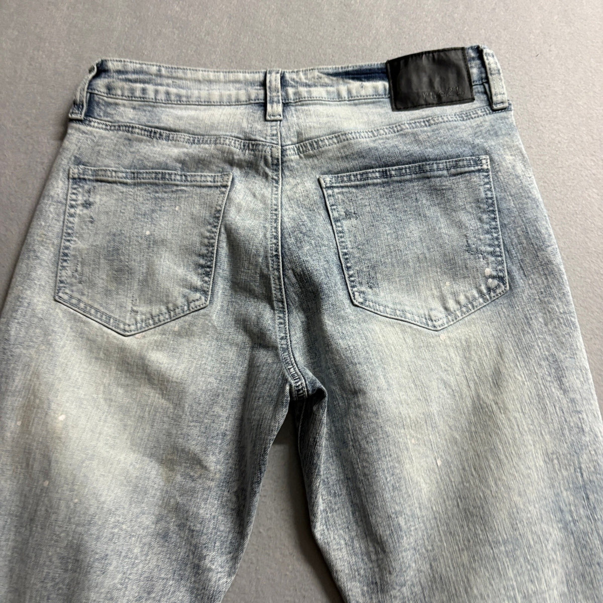 Rue21 Slim Taper Supreme Flex Jeans Mens 32x32 Distressed Acid Wash Blue Denim