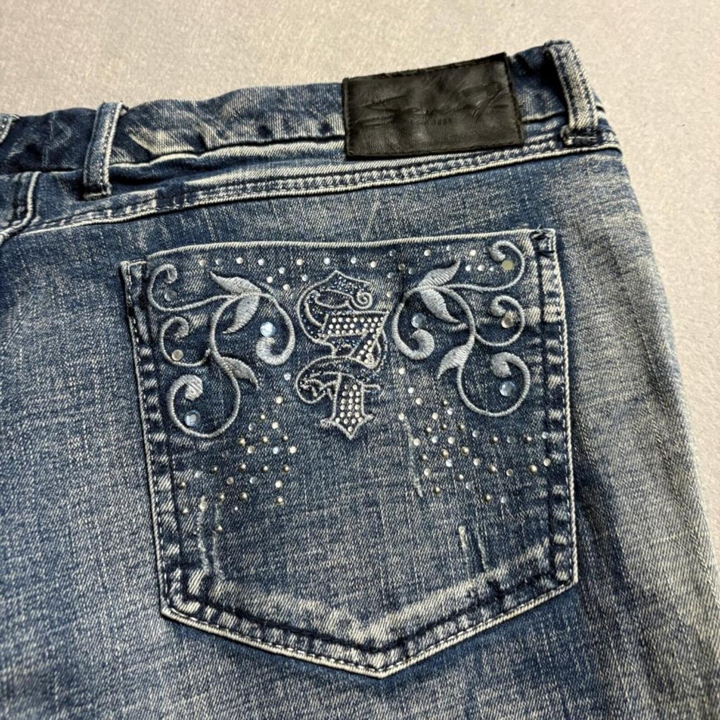 Seven7 Distressed Bootcut Jeans Womens Plus Size 24 Blue Stretch Denim