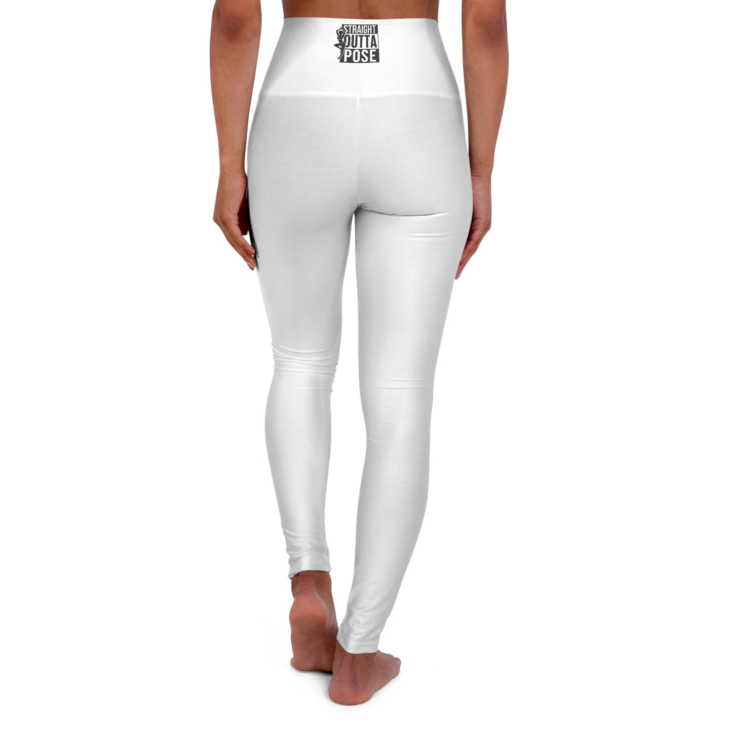 Straight Outta Pose White High Waisted Yoga Leggings (AOP)