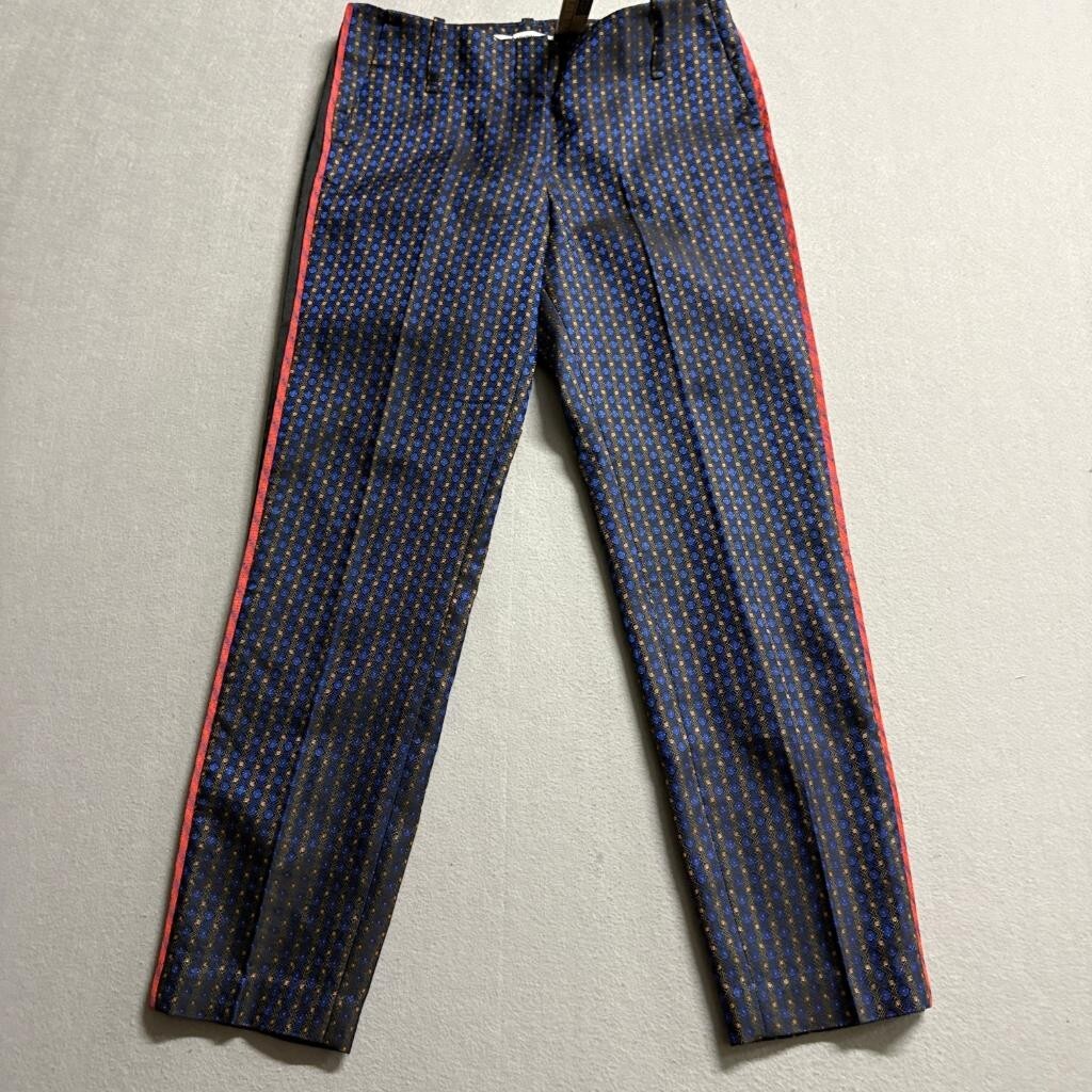 Elizabeth and James Womens Pants Size 2 Blue Geometric Jacquard Tuxedo Stripe