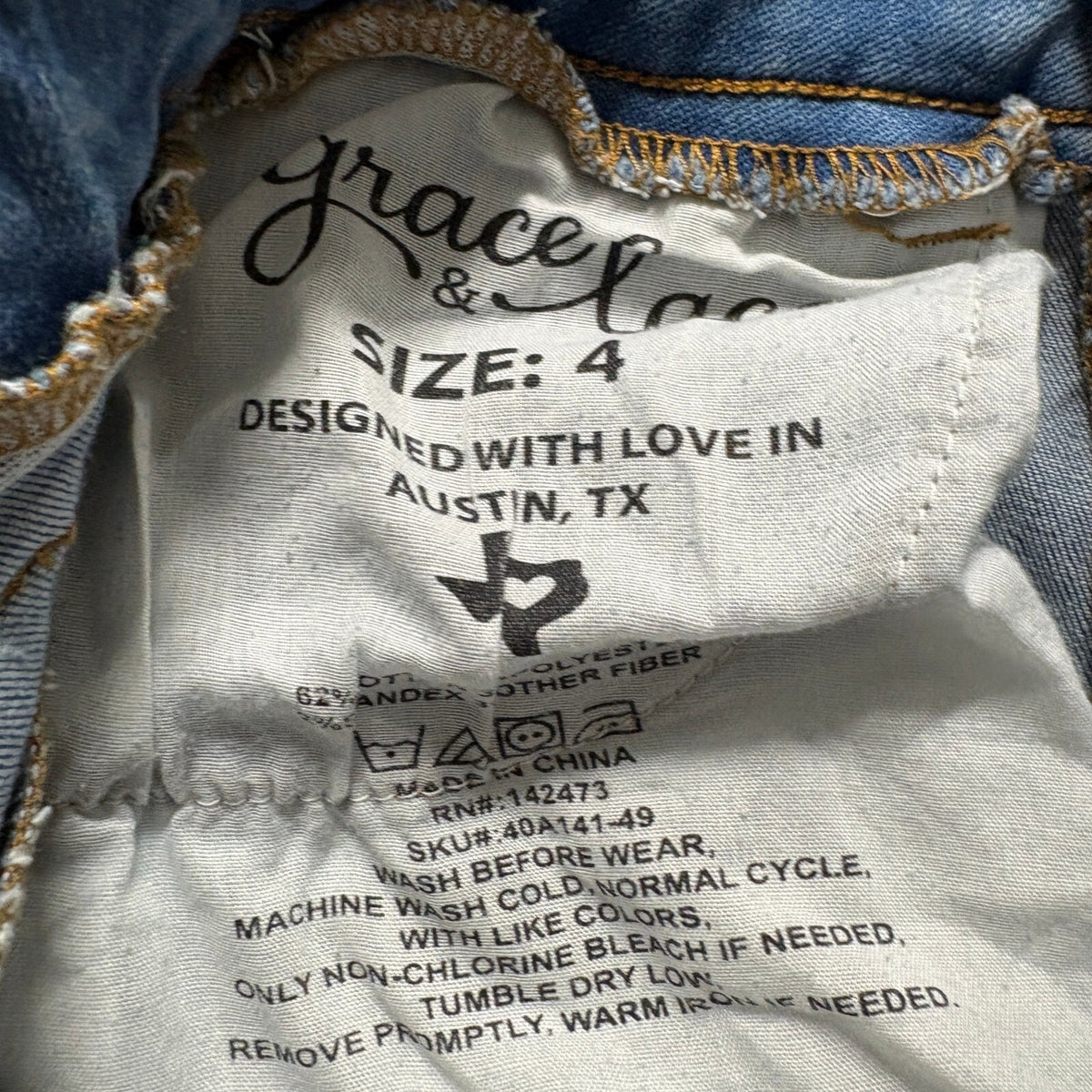 Grace and Lace Skinny Jeans Womens Size 4 Light Wash Stretch Raw Hem Denim
