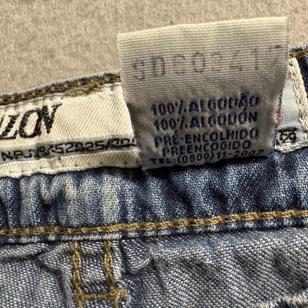 Scalon Vintage Wide Leg Jeans Mens 40 Blue Denim Bleached Side Stripe Brazil Y2K